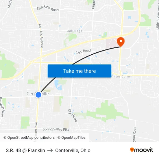 S.R. 48 @ Franklin to Centerville, Ohio map