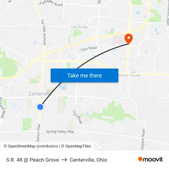 S.R. 48 @ Peach Grove to Centerville, Ohio map