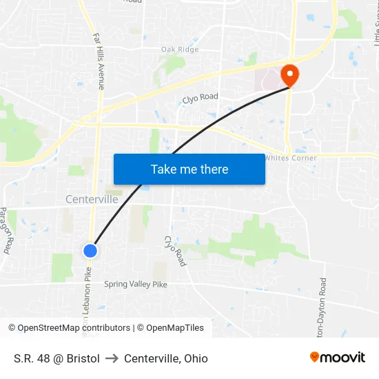S.R. 48 @ Bristol to Centerville, Ohio map