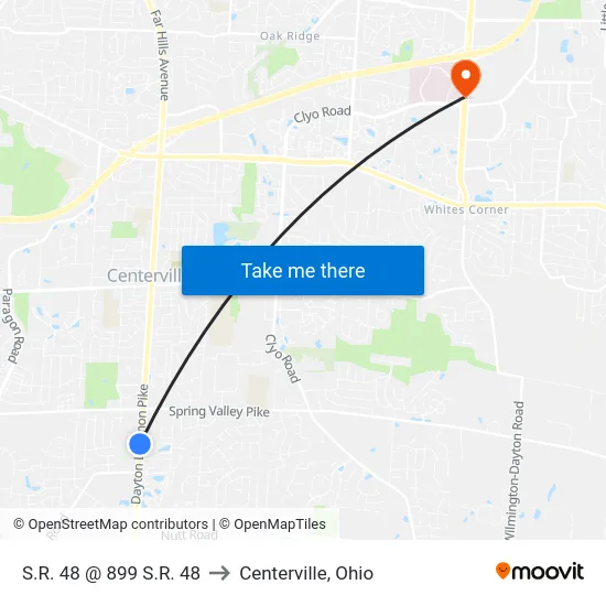 S.R. 48 @ 899 S.R. 48 to Centerville, Ohio map
