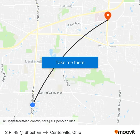 S.R. 48 @ Sheehan to Centerville, Ohio map