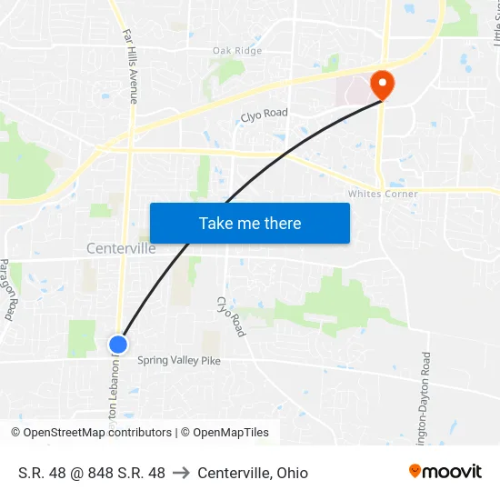 S.R. 48 @ 848 S.R. 48 to Centerville, Ohio map