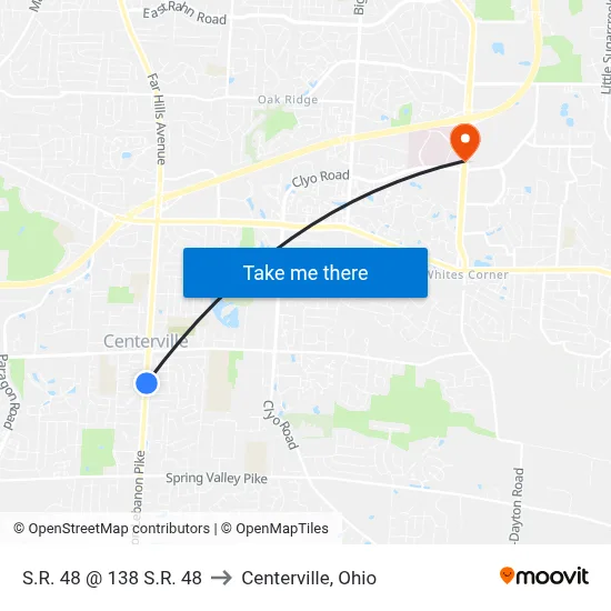 S.R. 48 @ 138 S.R. 48 to Centerville, Ohio map