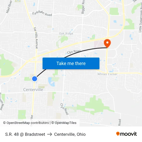 S.R. 48 @ Bradstreet to Centerville, Ohio map