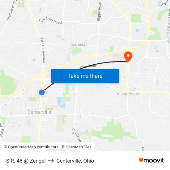S.R. 48 @ Zengel to Centerville, Ohio map