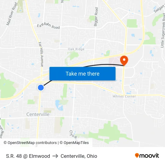 S.R. 48 @ Elmwood to Centerville, Ohio map