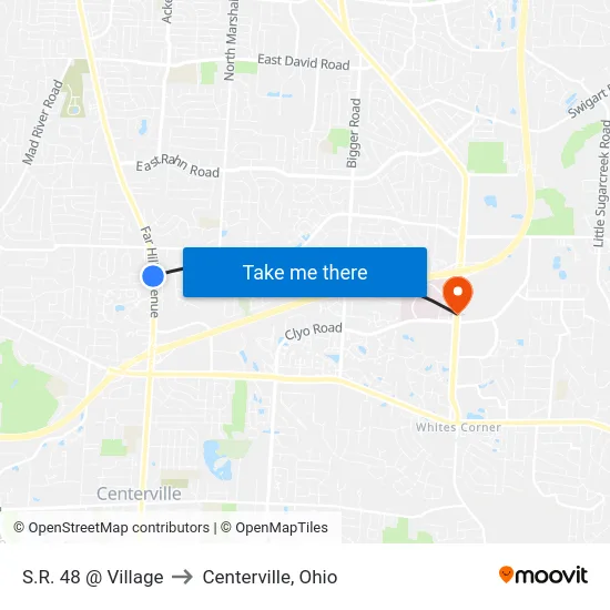 S.R. 48 @ Village to Centerville, Ohio map