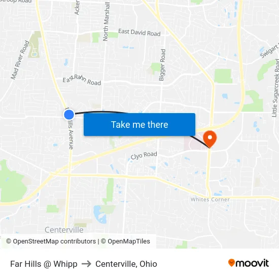 Far Hills @ Whipp to Centerville, Ohio map
