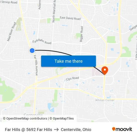 Far Hills @ 5692 Far Hills to Centerville, Ohio map