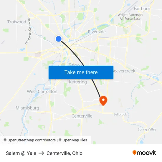 Salem @ Yale to Centerville, Ohio map