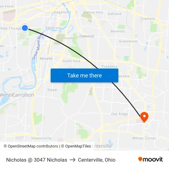 Nicholas @ 3047 Nicholas to Centerville, Ohio map
