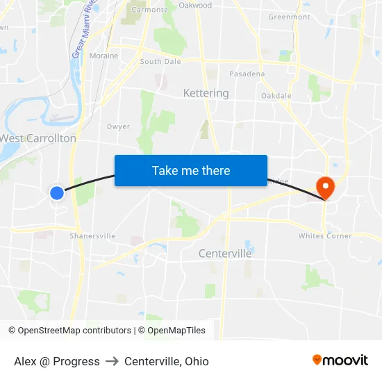 Alex @ Progress to Centerville, Ohio map