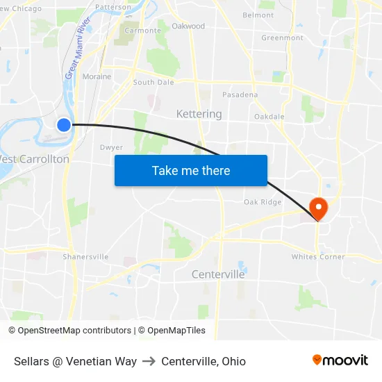 Sellars @ Venetian Way to Centerville, Ohio map