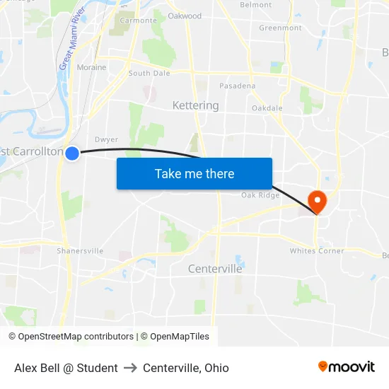 Alex Bell @ Student to Centerville, Ohio map