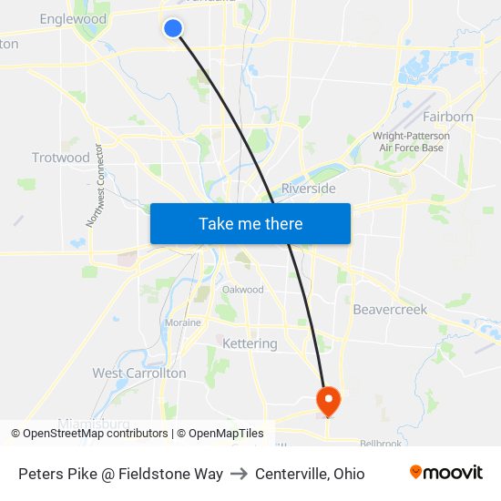 Peters Pike  @ Fieldstone Way to Centerville, Ohio map