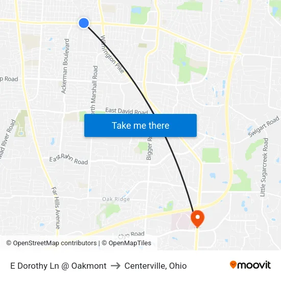 E Dorothy Ln @ Oakmont to Centerville, Ohio map