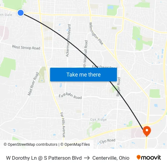W Dorothy Ln @ S Patterson Blvd to Centerville, Ohio map