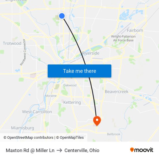 Maxton Rd @ Miller Ln to Centerville, Ohio map