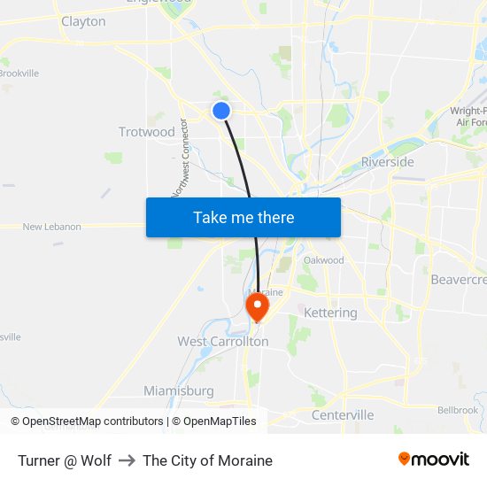 Turner @ Wolf to The City of Moraine map