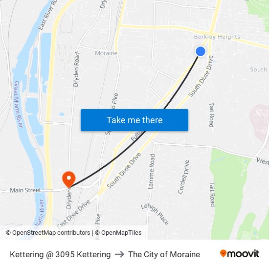 Kettering @ 3095 Kettering to The City of Moraine map