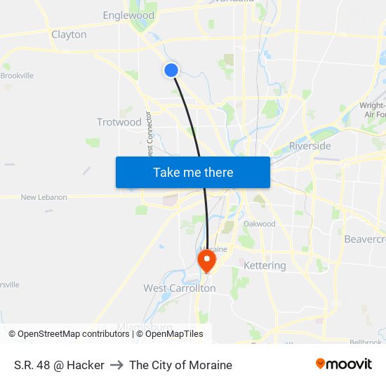 S.R. 48 @ Hacker to The City of Moraine map