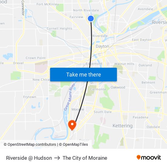 Riverside @ Hudson to The City of Moraine map