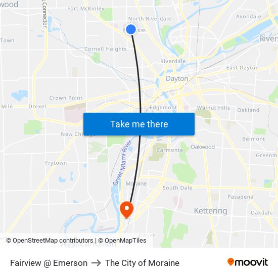 Fairview @ Emerson to The City of Moraine map