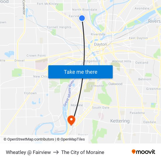 Wheatley  @ Fairview to The City of Moraine map