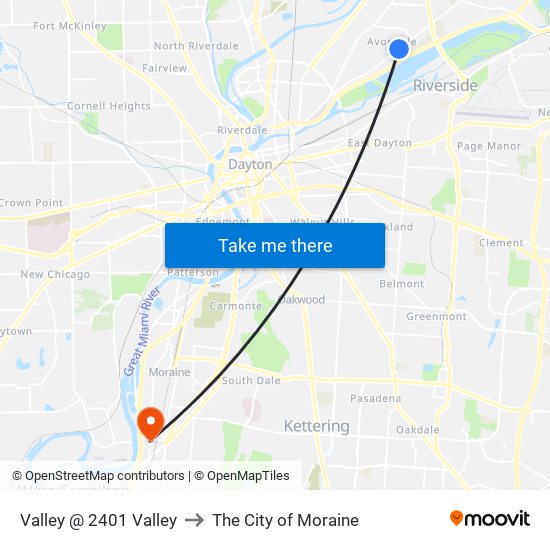 Valley @ 2401 Valley to The City of Moraine map