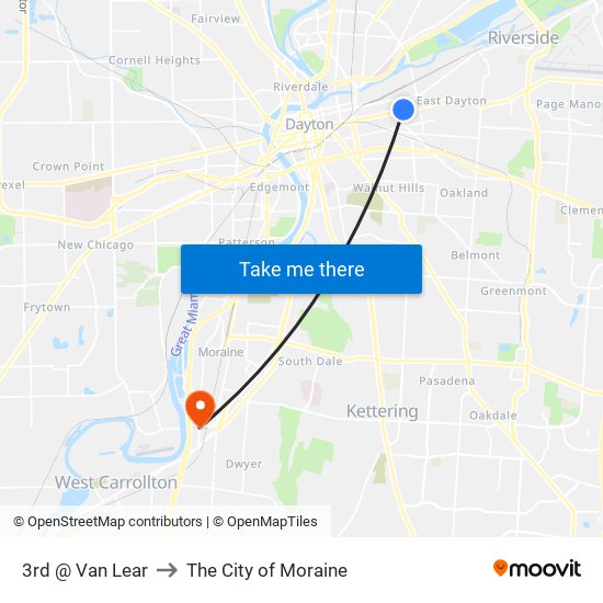 3rd @ Van Lear to The City of Moraine map