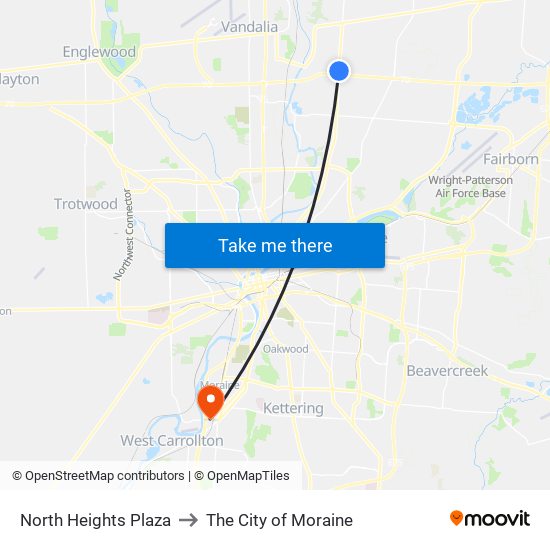 North Heights Plaza to The City of Moraine map