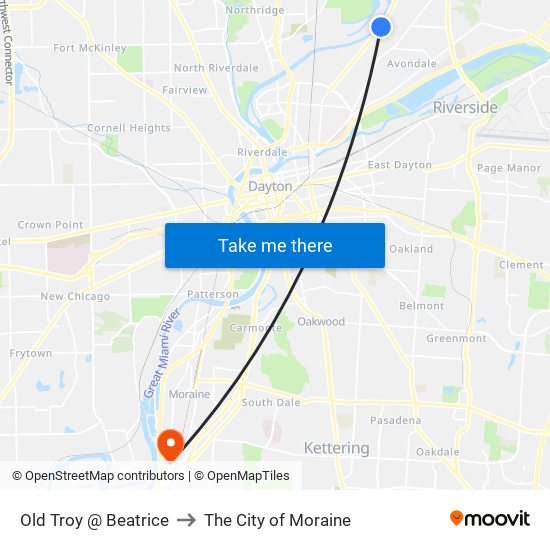 Old Troy @ Beatrice to The City of Moraine map