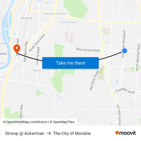 Stroop @ Ackerman to The City of Moraine map