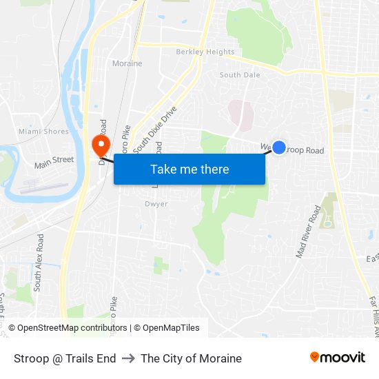 Stroop @ Trails End to The City of Moraine map