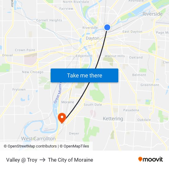 Valley @ Troy to The City of Moraine map