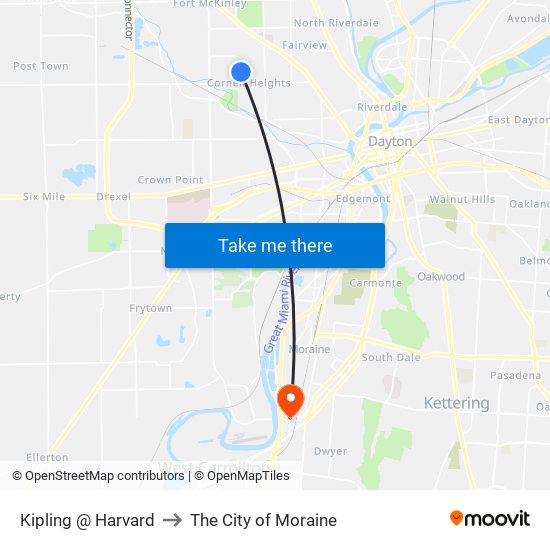 Kipling @ Harvard to The City of Moraine map