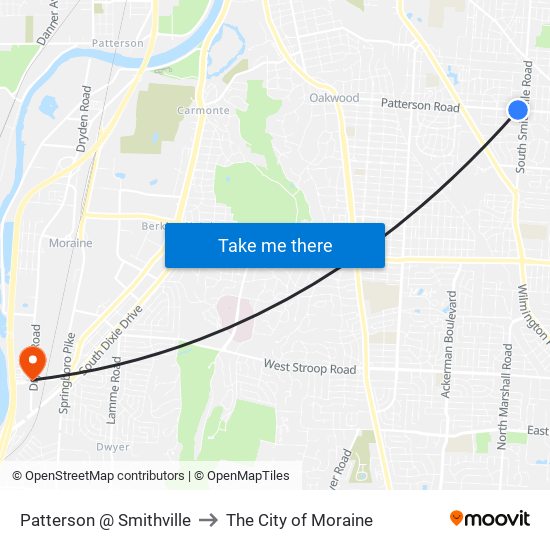 Patterson @ Smithville to The City of Moraine map