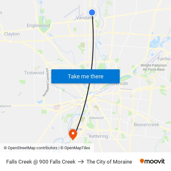 Falls Creek @ 900 Falls Creek to The City of Moraine map