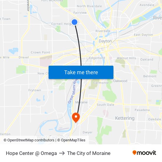 Hope Center @ Omega to The City of Moraine map