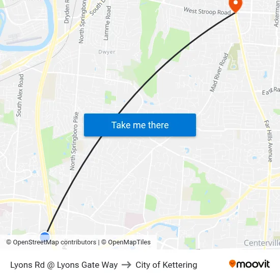Lyons Rd @ Lyons Gate Way to City of Kettering map