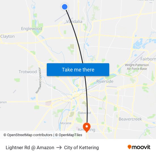 Lightner Rd @ Amazon to City of Kettering map