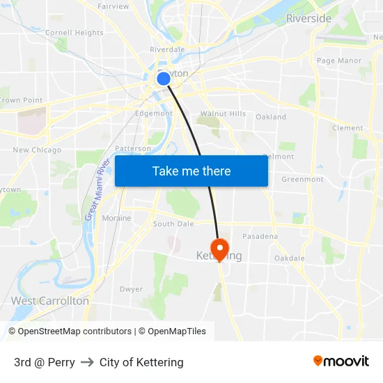 3rd @ Perry to City of Kettering map
