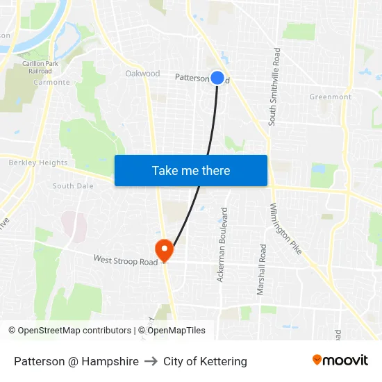 Patterson @ Hampshire to City of Kettering map