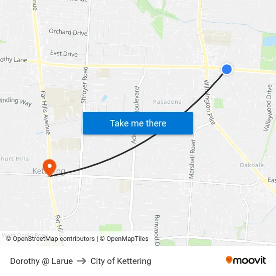 Dorothy @ Larue to City of Kettering map