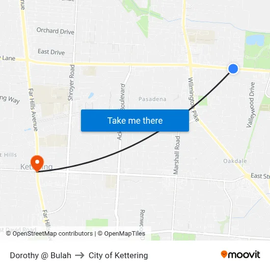 Dorothy @ Bulah to City of Kettering map