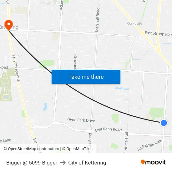 Bigger @ 5099 Bigger to City of Kettering map