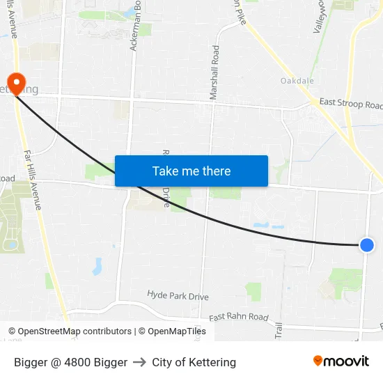 Bigger @ 4800 Bigger to City of Kettering map