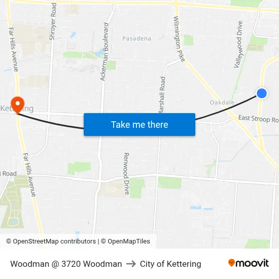Woodman @ 3720 Woodman to City of Kettering map