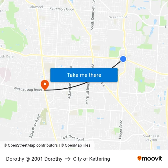 Dorothy @ 2001 Dorothy to City of Kettering map