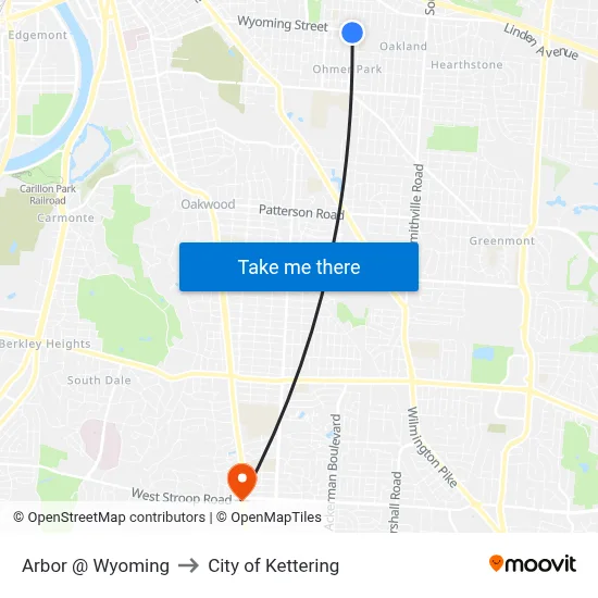 Arbor @ Wyoming to City of Kettering map